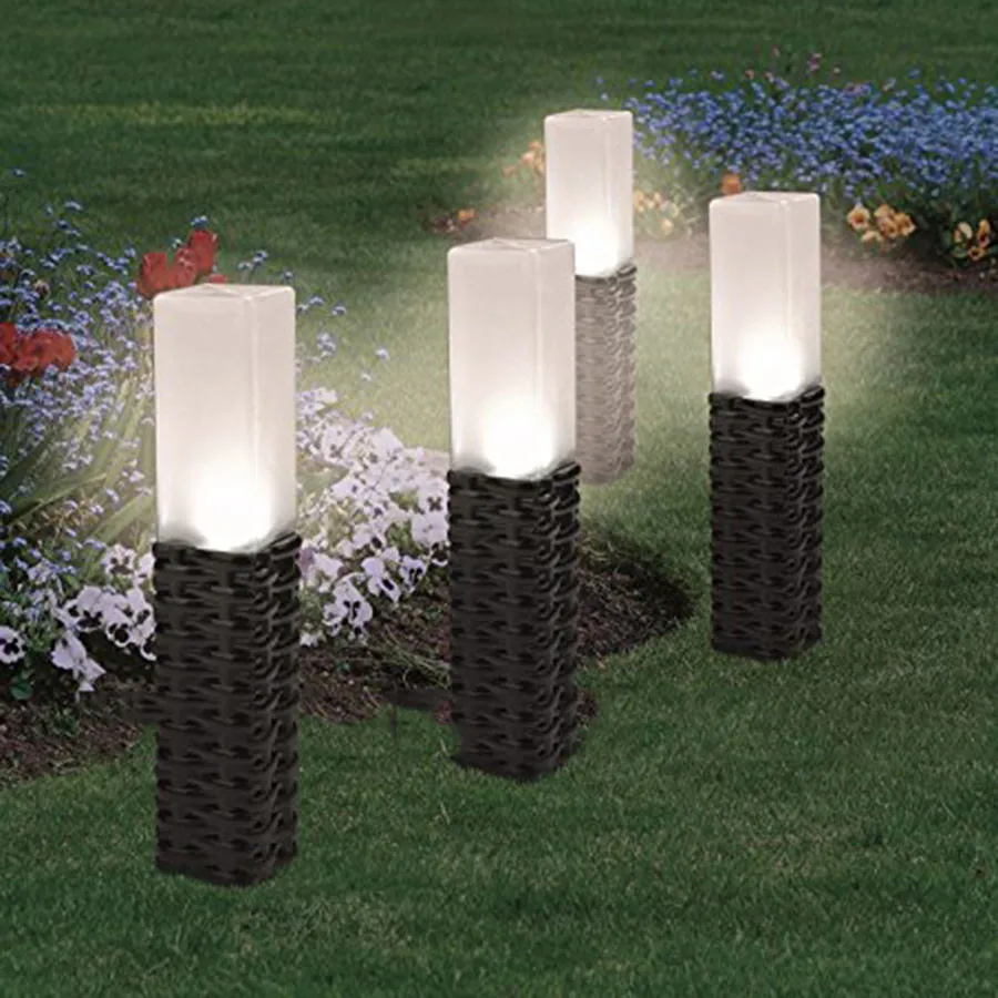 

Outdoor Solar Pathway Lights Plastic Rattan Style Solar Powered LED Light Courtyard Fence Garden Light Driveway Landscape Lamp