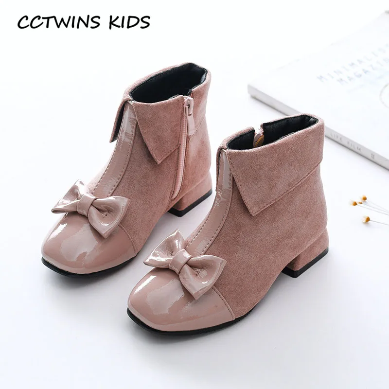 Thin Pink CCTWINS/детская обувь; коллекция года; Сезон Зима; детская обувь принцессы с бабочками; детская черная теплая обувь; модные короткие ботинки для девочек; FB1821 - Цвет: Thin Pink
