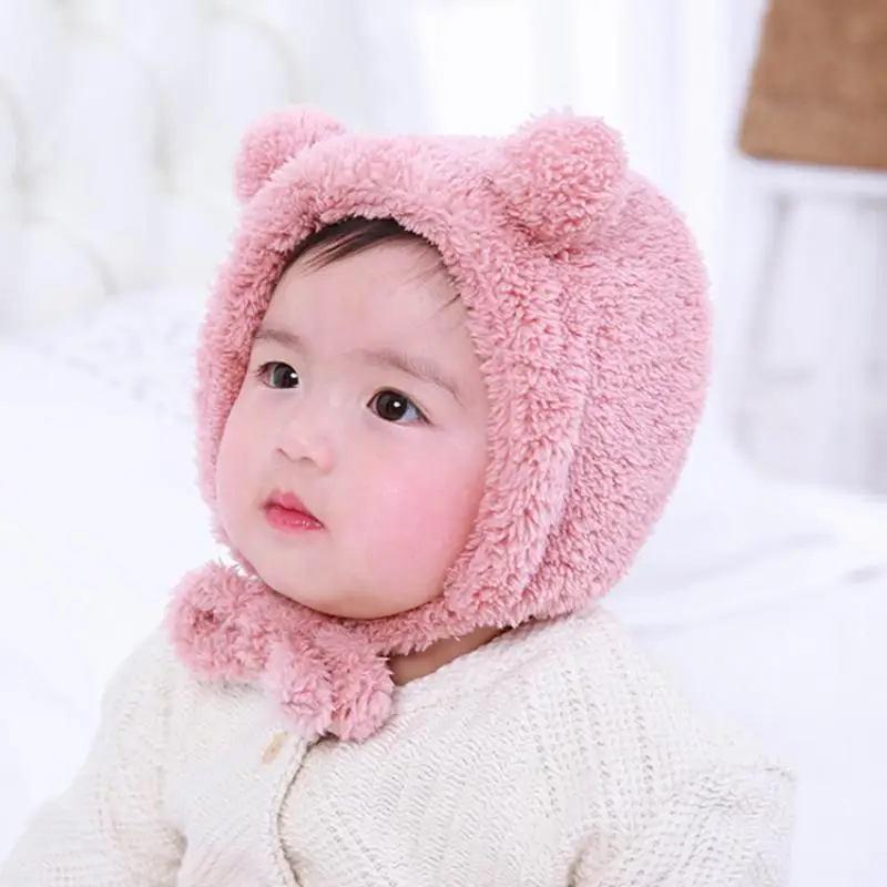 

Baby Cute Bear Ear Plush Cap Hats Baby Toddler Girls Boys Warm Hat Winter Beanie Hat Newborn Photography Props bonnet