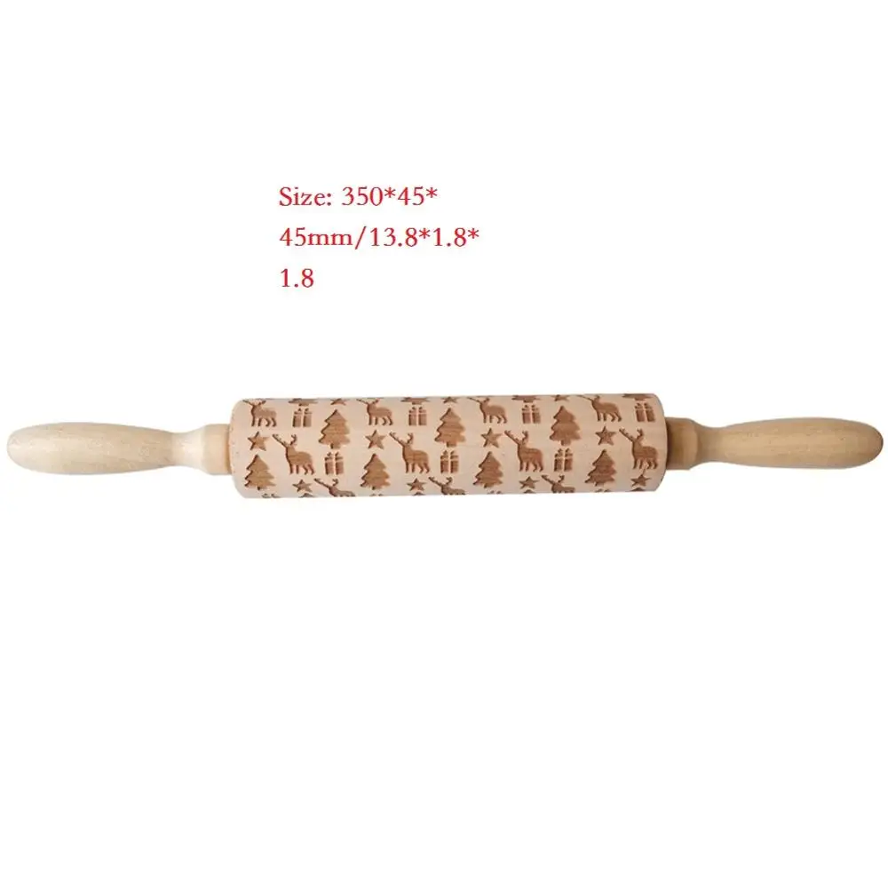 1PC k Christmas Rolling Pin Dough Wooden Christmas Embossing Rolling Pin Stick Baking Pastry Tool Christmas Decoration for Home - Цвет: 1PC k