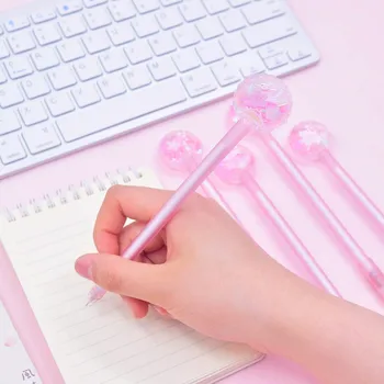 

1PC Creative Kawaii School Office Supplies Novelty Gifts Pink Sakura Flow Oil Pen Korean Stationery Cute Gel Pens for Girl