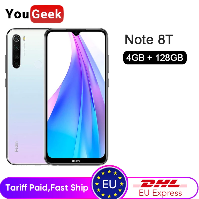 Смартфон Xiaomi Redmi Note 8T с глобальной версией, 4 Гб, 128 ГБ, NFC, 48мп, четырехъядерный процессор Snapdragon 665, четыре ядра, 4000 мАч