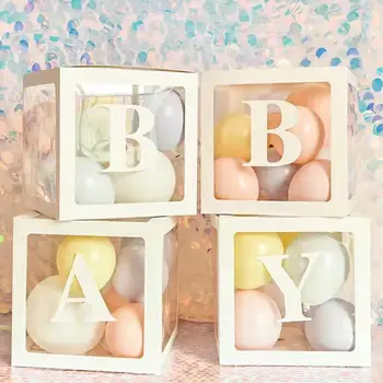 

Letter A- Z Transparent Gift Boxes Kid Birthday Baby Shower Party Decoration Alphabet square baby shower balloon transparent box
