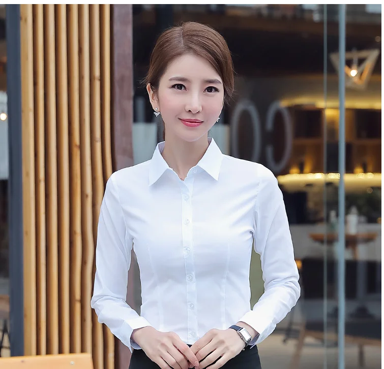 Korean Women Cotton Shirts White Shirt Women Long Sleeve Shirts Tops Office Lady Basic Shirt Blouses Plus Size Woman Blouse 5XL