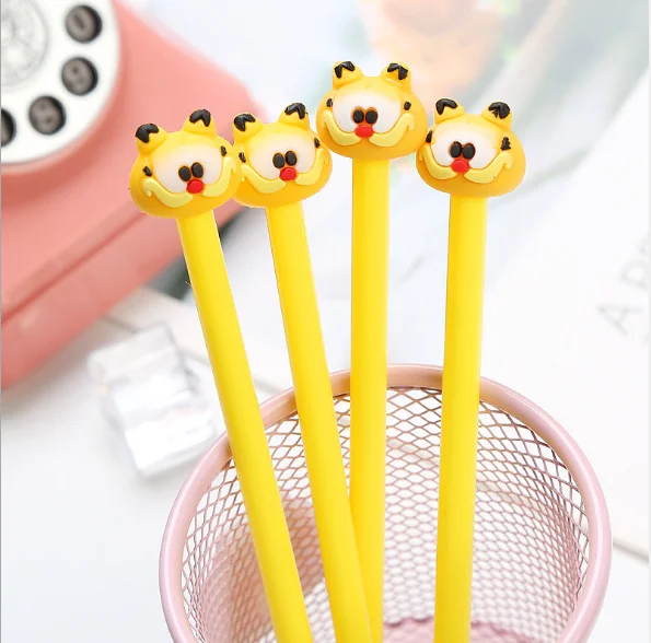 100pcs/Lot Wholesale Gel Pen Creative Cartoon Garfield Neutral Pen 0.5mm Cute Students Stationery Writing Supplies GP582
