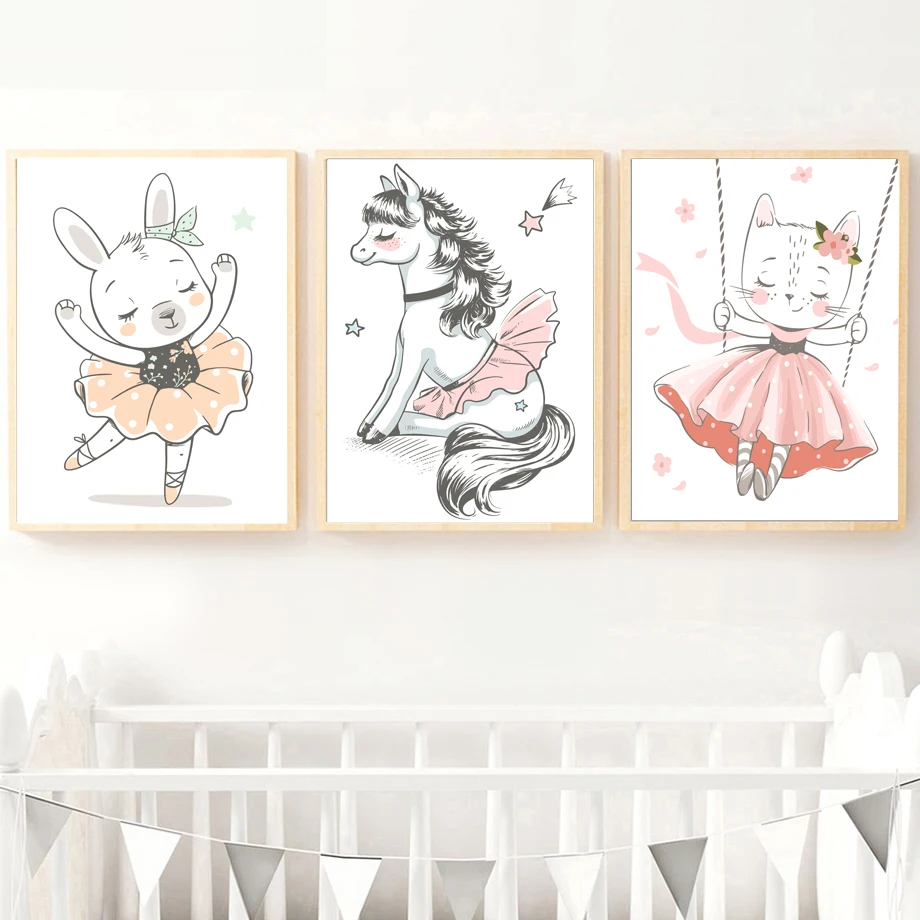 Wall Art Canvas Paintings Nordic Cartoon Animal Pictures HD Prints Home Decor Modern Poster Minimalist For Living Room Modular | Дом и сад