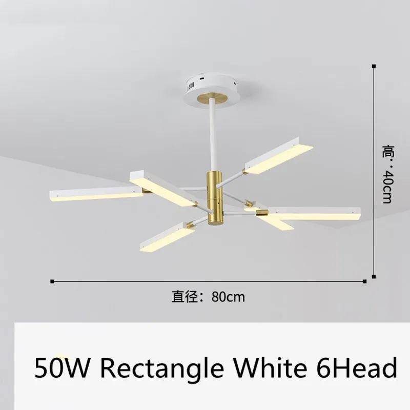 Rectangle white 6 Современная люстра в скандинавском стиле, светильник ing, светодиодная лампа, промышленные потолочные люстры, светильник ing для гостиной, спальни, светильник 110V220V - Цвет абажура: Rectangle white 6