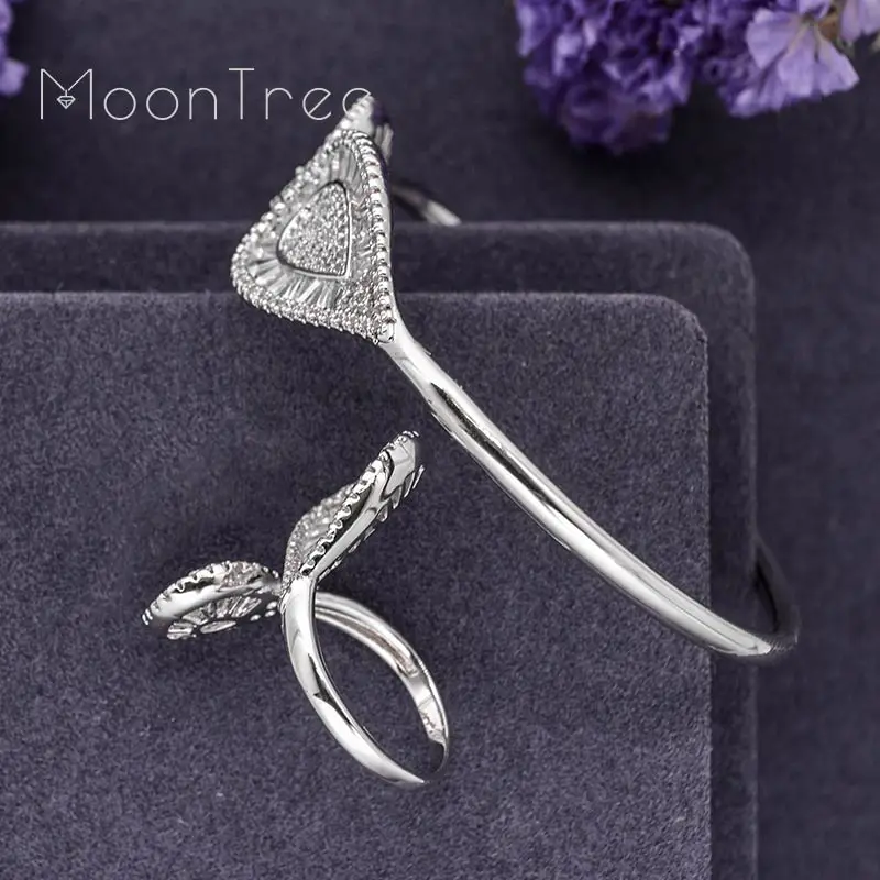 MoonTree Роскошные капли воды полный Micro AAA кубического циркония свадебный браслет для женщин набор колец ювелирные наборы