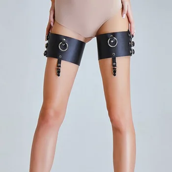

1 Pair Adjustable Elastice Leather Leg Harness Garter Belt Gothic Thigh Ring Garter TY53