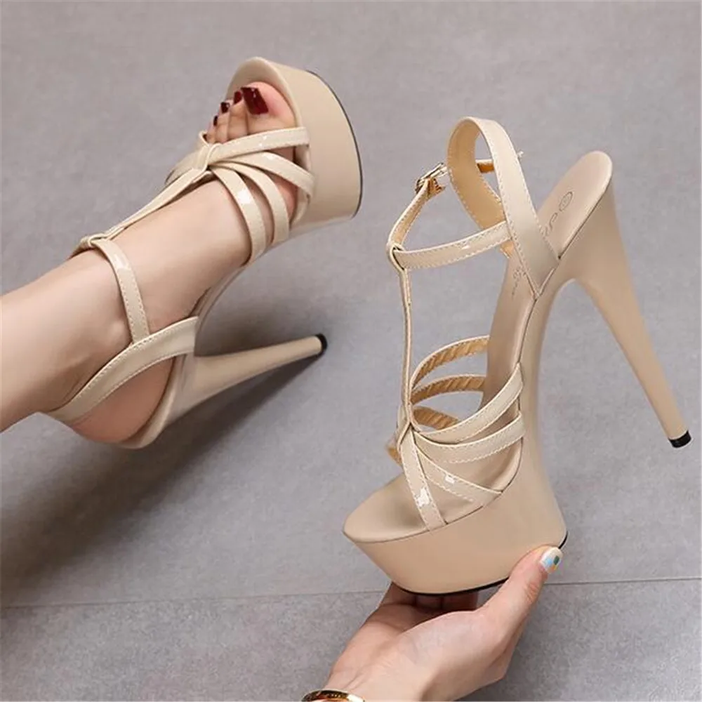 de tacón alto con plataforma impermeable para mujer, sandalias sexys de CM, Nude tacones aguja, último modelo de espectáculo, - AliExpress