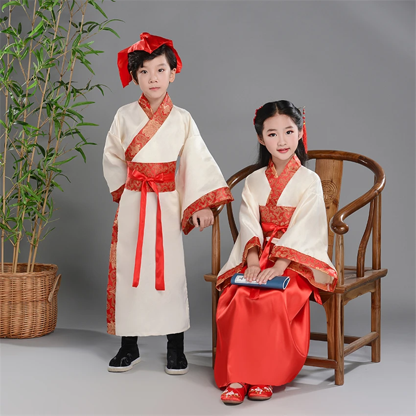 Детские китайские древние костюмы Hanfu народное танцевальное платье для сцены