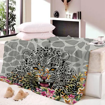 

Sholisa Polyester Flannel Blanket ThicK leopard Knitted Spring/Autumn 3D Printed Quality Children for Home Travel Picnic