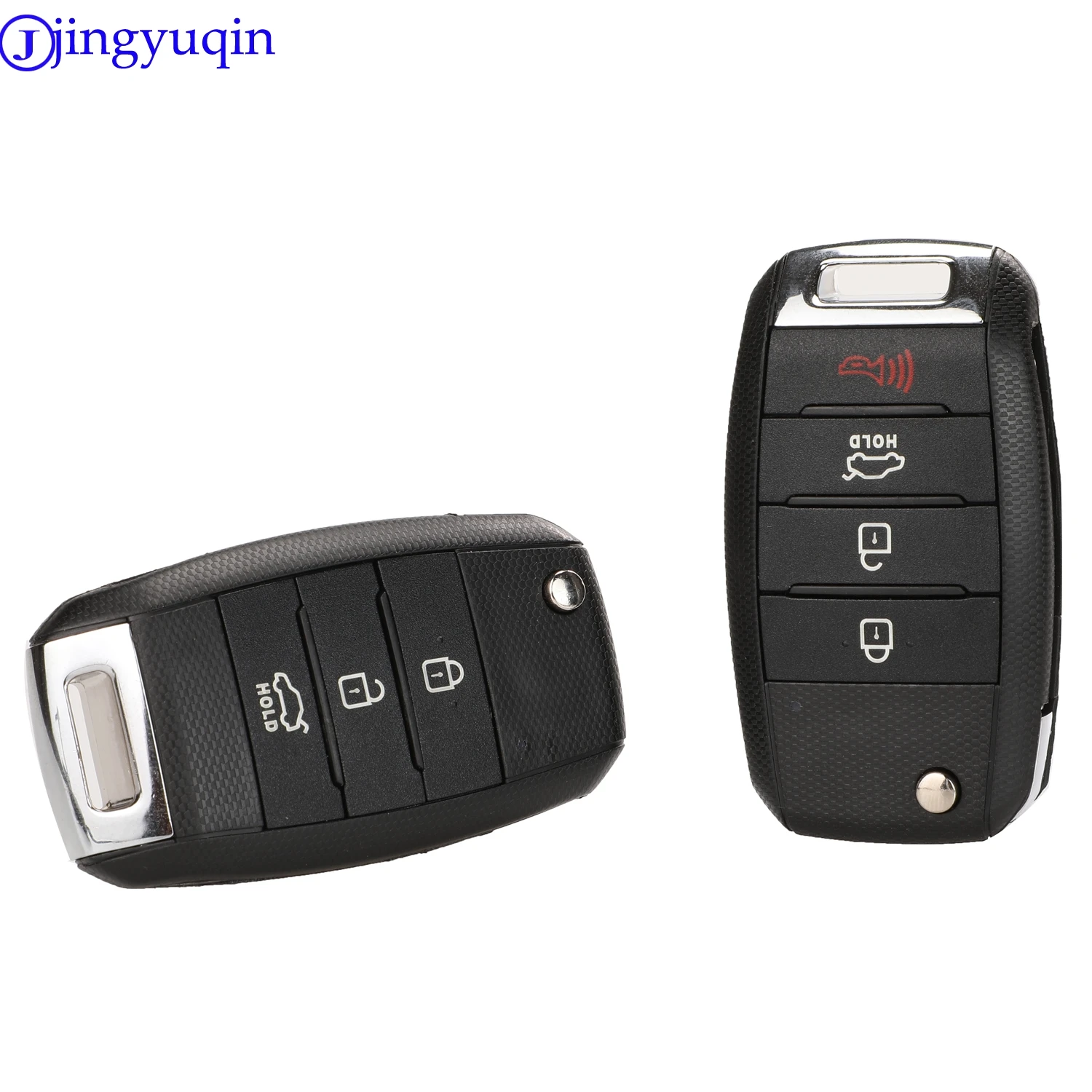 

jingyuqin 3/4 Buttons Remote Flid Folding Key Case Shell Cover Case For KIA Carens Cerato Forte K2 K3 K5 Car Fob Cover