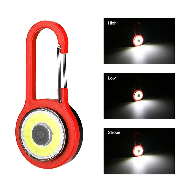 1Pcs Portable Mini COB LED Keychain Flashlight Key Chain Keyring Torch Light Lamp With Carabiner For Camping Hiking Fishing