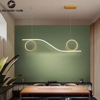 

Minimalist Modern Pendant Light Led Hanging Lamp Black&Gold 100cm Chandelier Pendant Lamp for Dining room Kitchen Ceiling Lustre