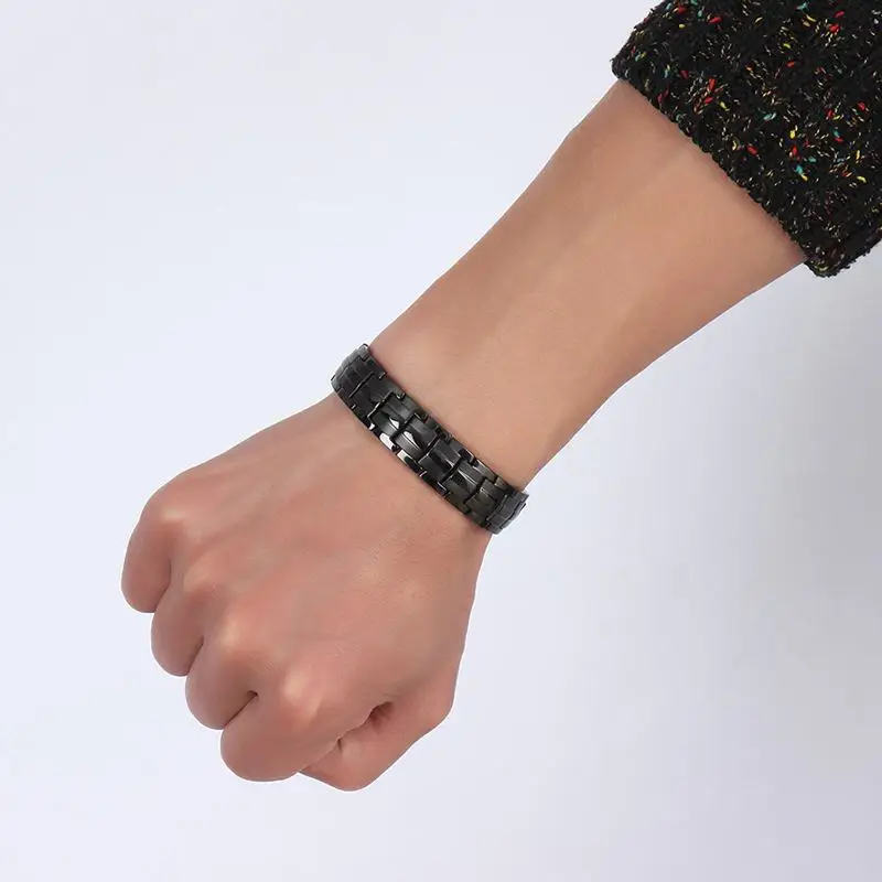 Черный Титан магнитный браслет звено цепи здоровья энергии магнитного магнит из