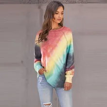 Women's New Fashion Printed round Neck Pullover Women's Long-Sleeve sweatshirt women blue red sweatshirt