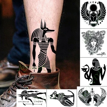 

Waterproof Temporary Tattoo Sticker Egyptian gods Anubis cross Fake Tatto Arm Foot Flash Tatoo small tattoos for Kid Men Women