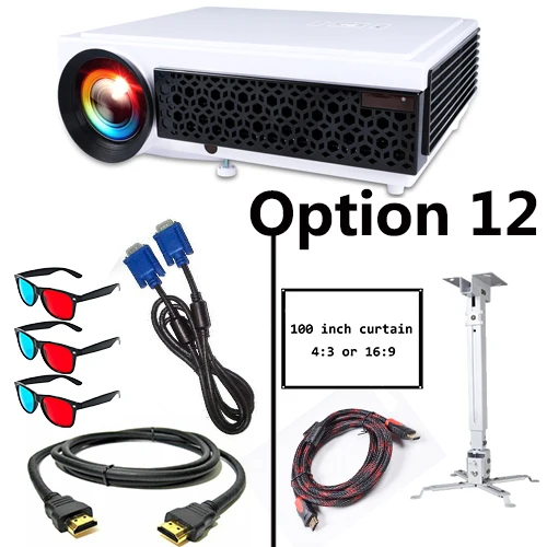 Option 12 Poner Saund LED96+ wifi Full HD проектор Android 6,0 беспроводной многоэкранный интерактивный 10 м HDMI настенный кронштейн штатив Vs led96 - Цвет: Option 12