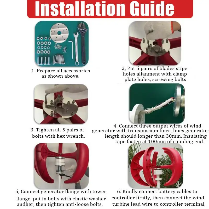 Wind Turbines Generator 3600W+Controller 12V 24V 5 Blades Lantern Vertical Axis Permanent Magnet Generator for Home Streetlight