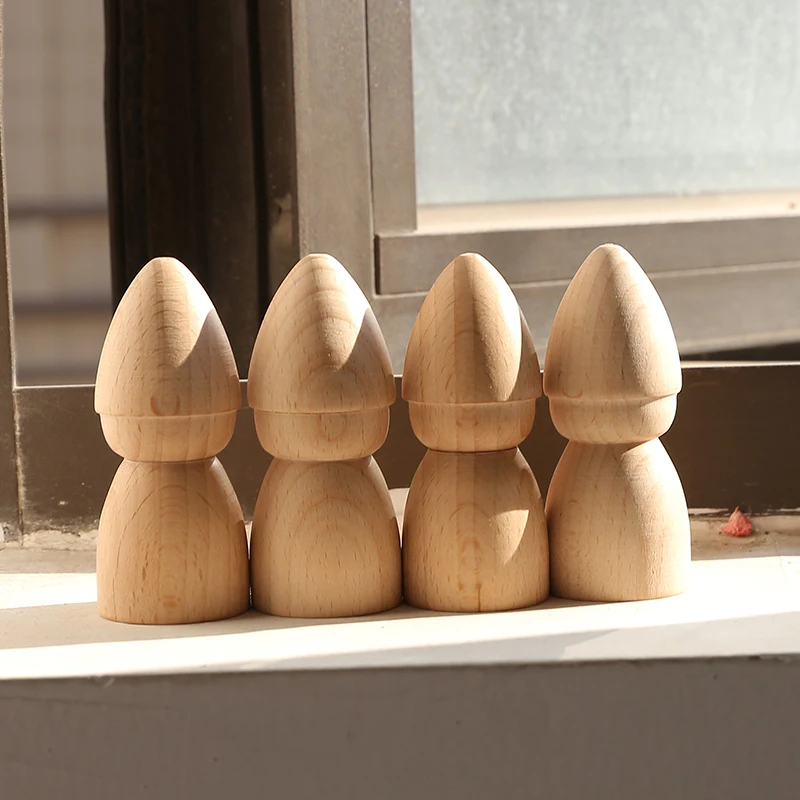 70mm Beech Wooden Peg Dolls Baby Toys Unpainted Figures Hard Wood Dolls Kid's Printed DIY Crafts Blank Handmade Dolls Toys Gift 5
