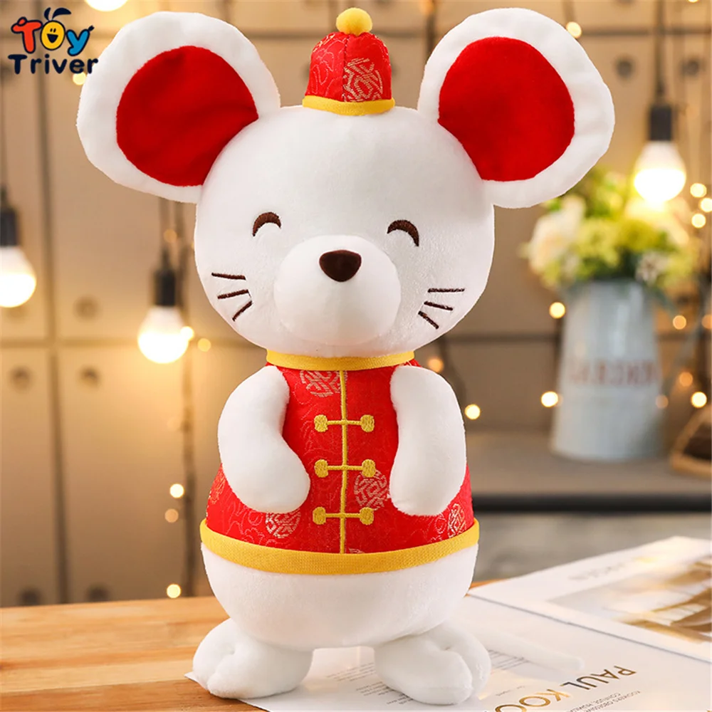 Rat Chinese New Year China Dress Mascot Rat Mouse in Tang Suit Plush Toy Triver Stuffed Doll Party Decoration Birthday Gift