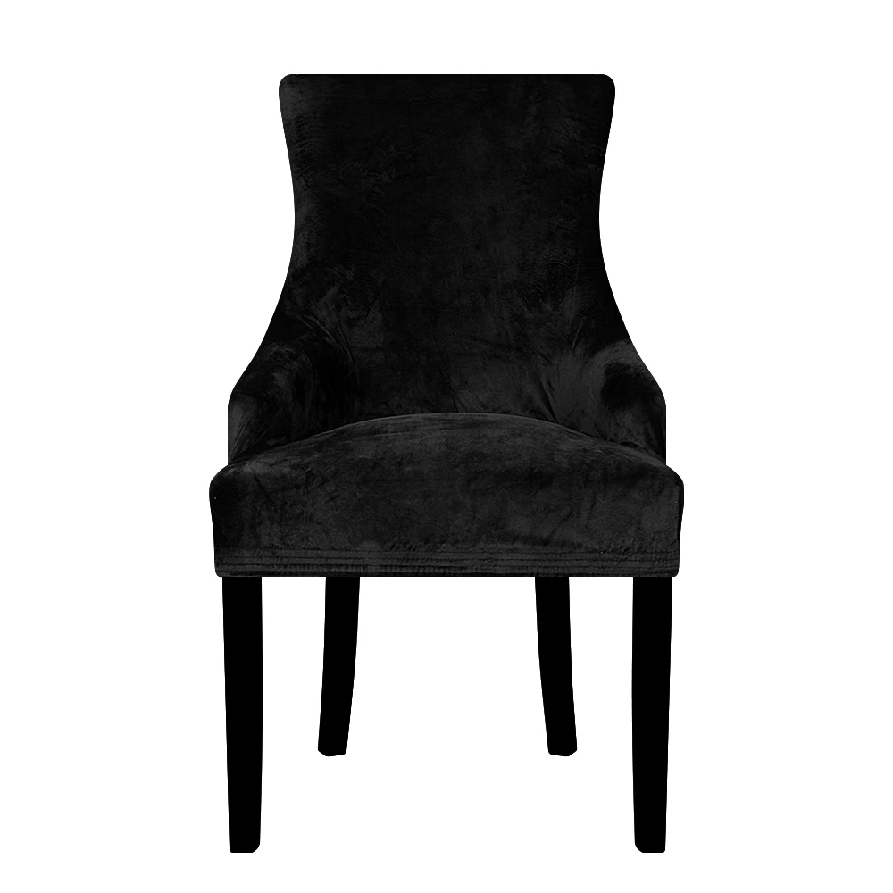 Чехол для стула из настоящей бархатной ткани с наклонными подлокотниками, большой размер, крылышки, чехлы на спинку стула, чехлы на сиденья для отеля, вечерние, банкетные, для дома - Цвет: Black
