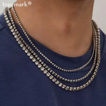 

Goth Cuban Clear Bling Crystal Chain Necklace Multilayer Iced Out Rhinestone Hip Hop Tassel Link Choker Necklace Women Jewelry