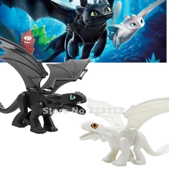 

27cm Toothless How to train your Dragon Cartoon Movie Night Fury Light Fury Building Block Models Kids Bricks Toys