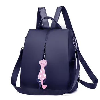 

Cute Fashion Women's Outdoor Solid Color Nylon Multi-Function Backpack Shoulder Bag Leather Multi-Function School For Teenage
