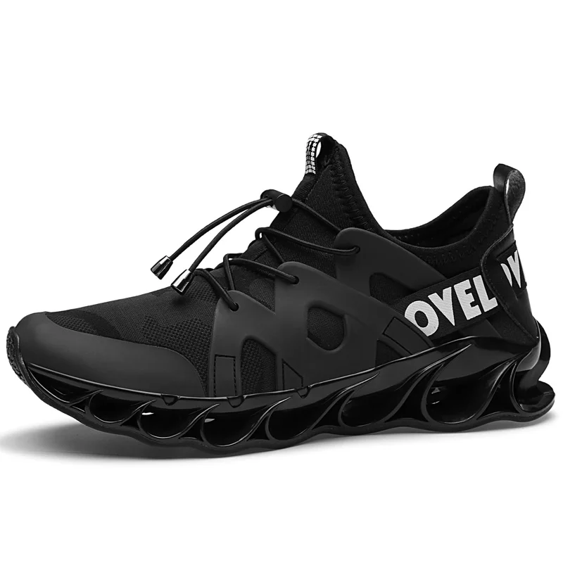 Мужские кроссовки для бега, амортизирующие кроссовки sneakersps, Мужские дышащие спортивные кроссовки, уличные кроссовки size39-45 - Цвет: Черный