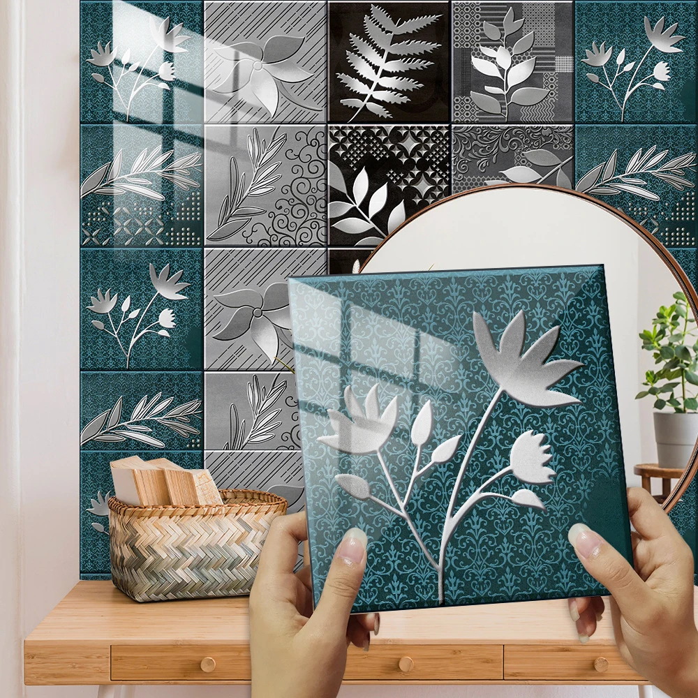 10/15cm Modern Style Wall Sticker Kitchen Wardrobe Toilet Wall Decals Home Decor Self-adhesive Crystal Hard Film Art Wallpaper