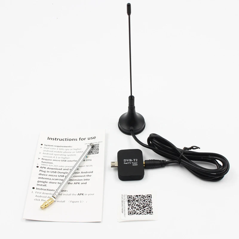 BESTDVB-T2 ТВ антенна приемник Цифровой Микро-USB тюнер для Android мобильного телефона Pad HD tv Stick с двойной антенной