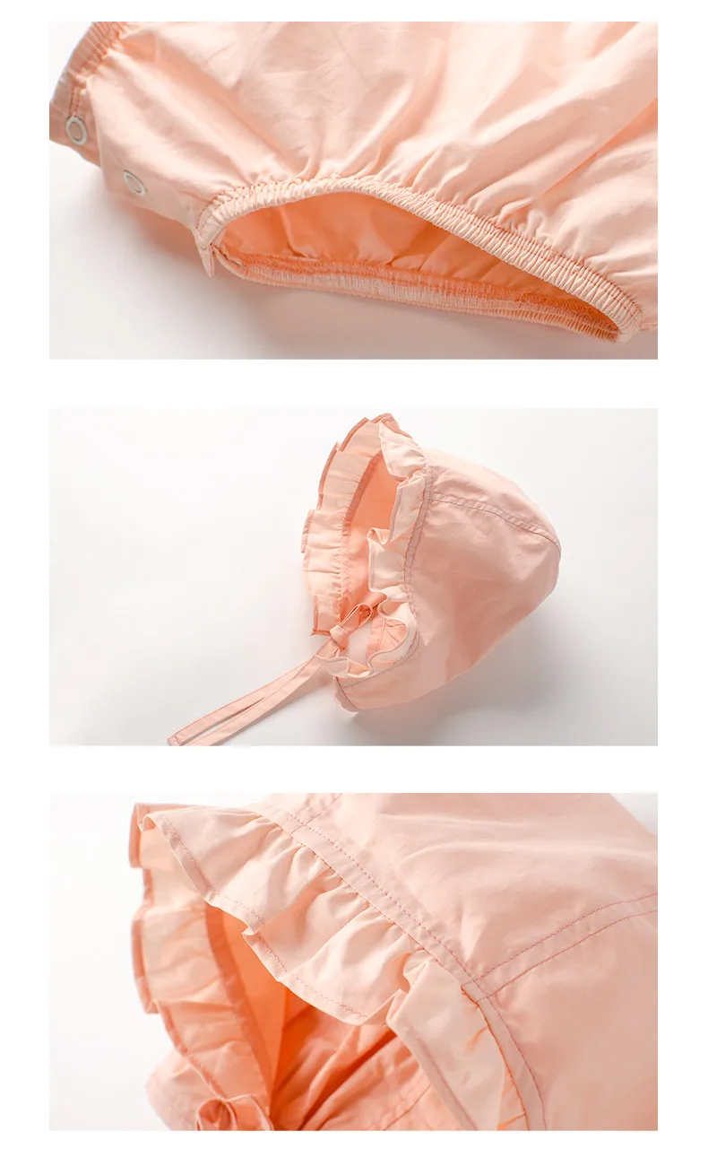 Летний однотонный комбинезон без рукавов для новорожденных и маленьких девочек; комбинезон принцессы(комбинезон+ шапочка); комплект из 2 предметов