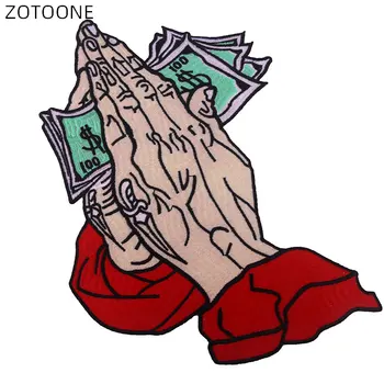 

ZOTOONE Embroidery Hand Dollar Patches Big Back Patch for Jacket Sew on Cloth Sticker DIY Clothing Accessorie Cartoon Badge H