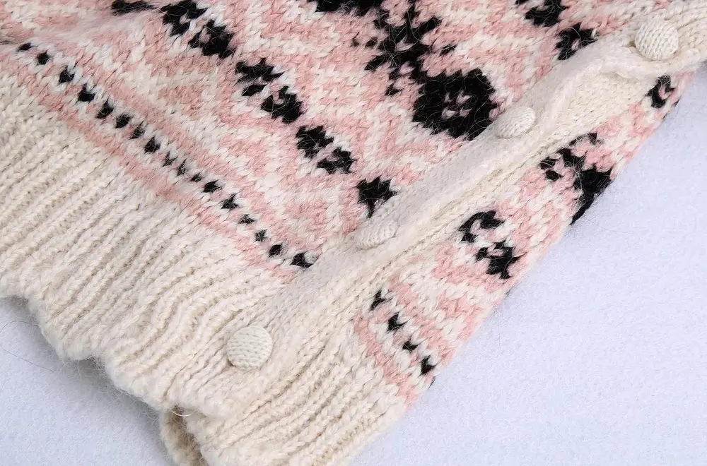 brown cardigan KPYTOMOA Women Fashion With Side Vents Oversized Jacquard Knit Sweater Vintage O Neck Long Sleeve Female Pullovers Chic Tops cute sweaters