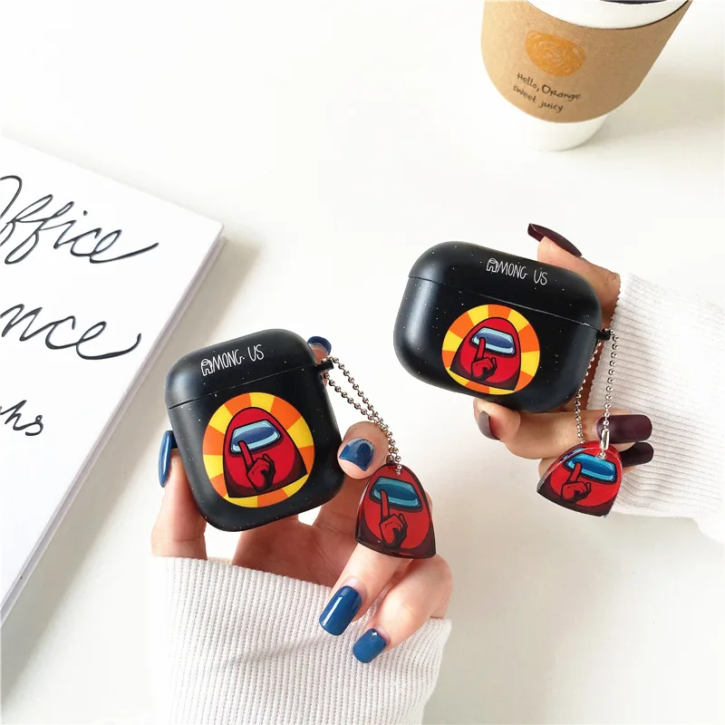 

3D Cartoon Hot Game Among Us Earphone Case for Airpods 1 2 Pro Wireless Bluetooth Headset Headphone Cover Fundas Keychain Capa