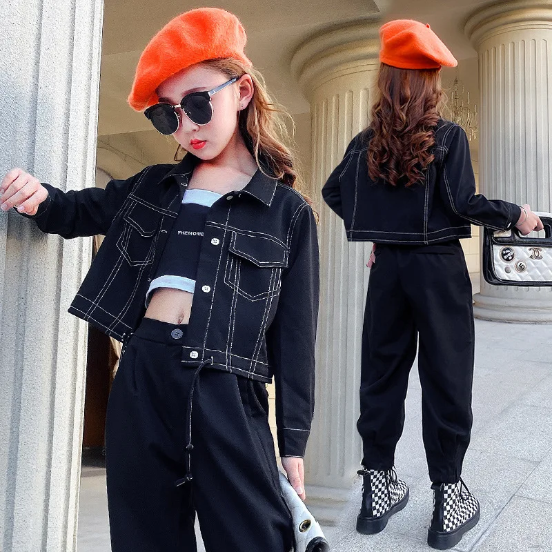 Спортивный костюм для девочек кофта и штаны-карго подростков на возраст 10-13 лет