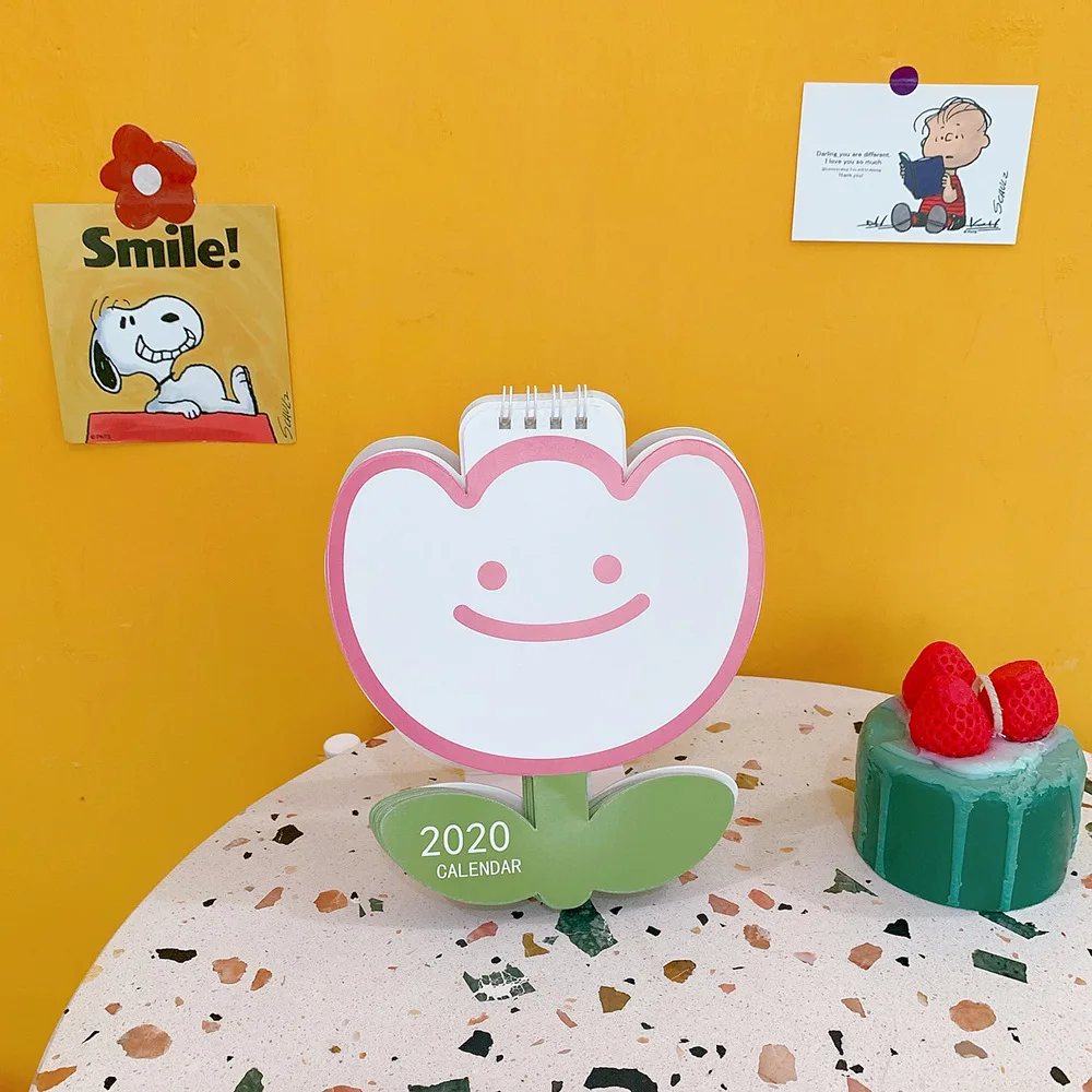 Календарь Настольный календарь Kawaii цветок Fuit календарь корейский стиль планировщик молочные канцелярские принадлежности офисные принадлежности Рождественский подарок - Color: Pink Flower