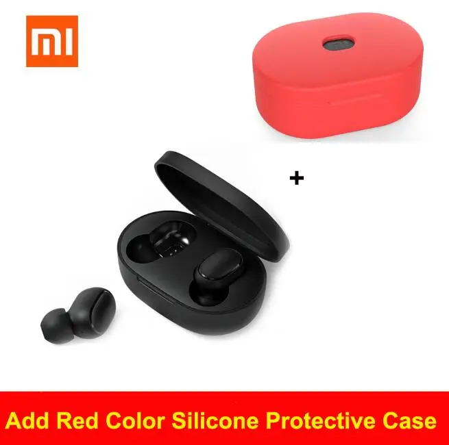 Red ProtectCase Xiaomi Redmi AirDots Bluetooth V5.0 Беспроводная гарнитура наушник с микрофоном Tap control звукопоглощающие наушники - Цвет: Red ProtectCase