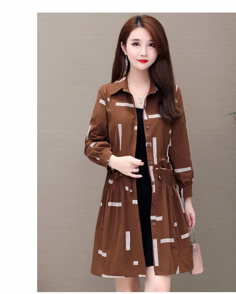 Photo Shoot Autumn New Style Fat Mm Large Size WOMEN'S Windbreaker Mid-length Popular Korean-style Waist Hugging Coat Women
