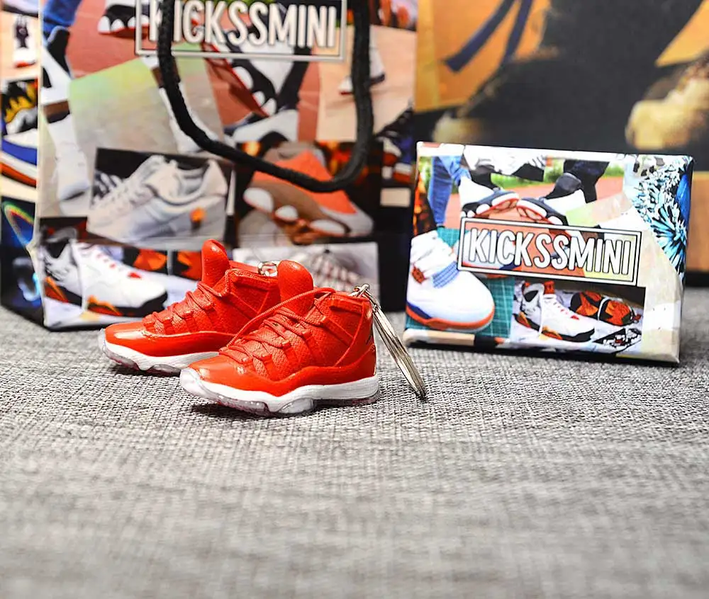 Дропшиппинг индивидуального поколения AIR JORDAN 11 низкая зеленая змея кожа 3D кроссовки фигурный брелок сумка Подвеска парный брелок