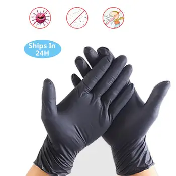 

100pcs Disposable Latex Gloves black Non-Slip Acid and Alkali Laboratory Rubber Latex Gloves Household Cleaning Products