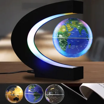 

C Shape Magnetic Levitation Globe Floating World Map LED Light Terrestrial Children School Geography Early Educational Toys
