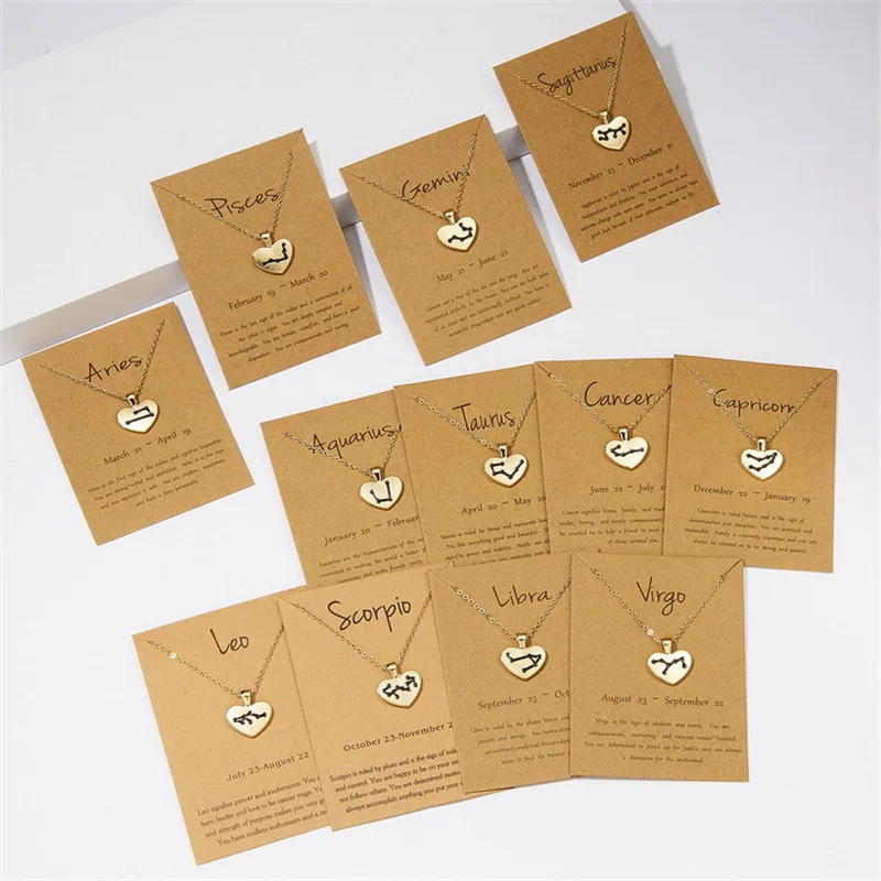 Ожерелье женское с подвеской в виде сердца знака зодиака | Украшения и аксессуары