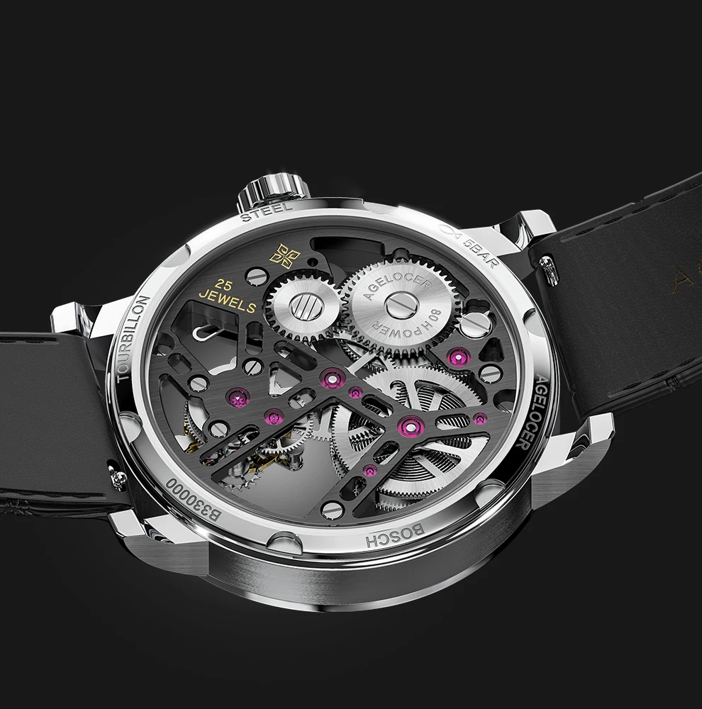 AGELOCER швейцарские Tourbillon часы для мужчин сапфировый синий Скелет циферблат лучший бренд класса люкс механические ручной ветер для мужчин s Tourbillon часы