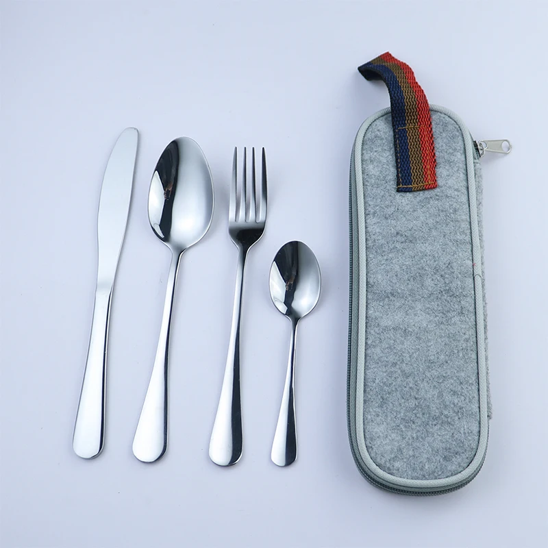 5pcs-silver-grey 8 шт. красочный праздничный набор столовых приборов золотой набор посуды из нержавеющей стали Портативный набор столовых приборов Органайзер набор столовых приборов посуда для путешествий - Цвет: 5pcs-silver-grey
