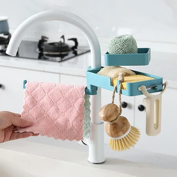

Sink Hanging Storage Rack Storage Holder Sponge Bathroom Kitchen Faucet Clip Dish Cloth Clip Shelf Drain Dry Towel Organizer