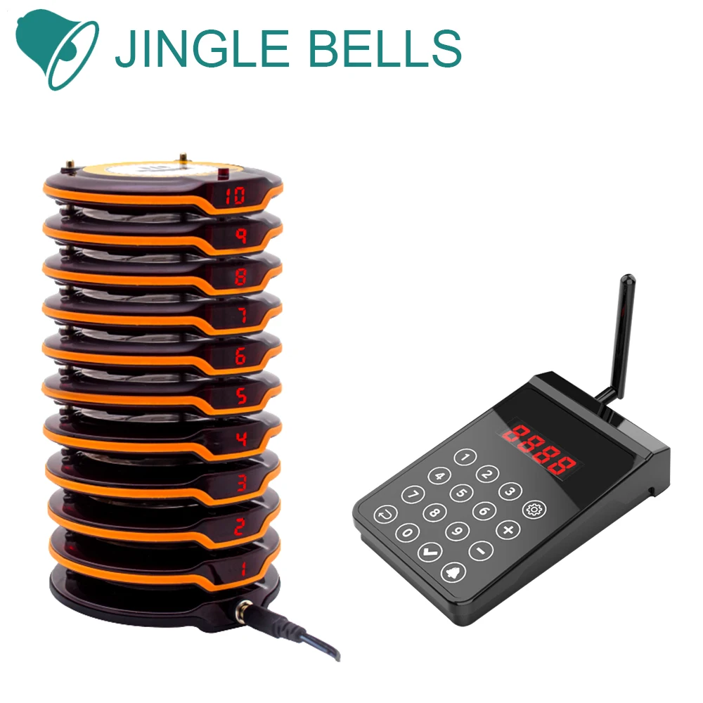 JINGLE BELLS Wireless Coaster Buzzers Paging System 1 Keyboard 10