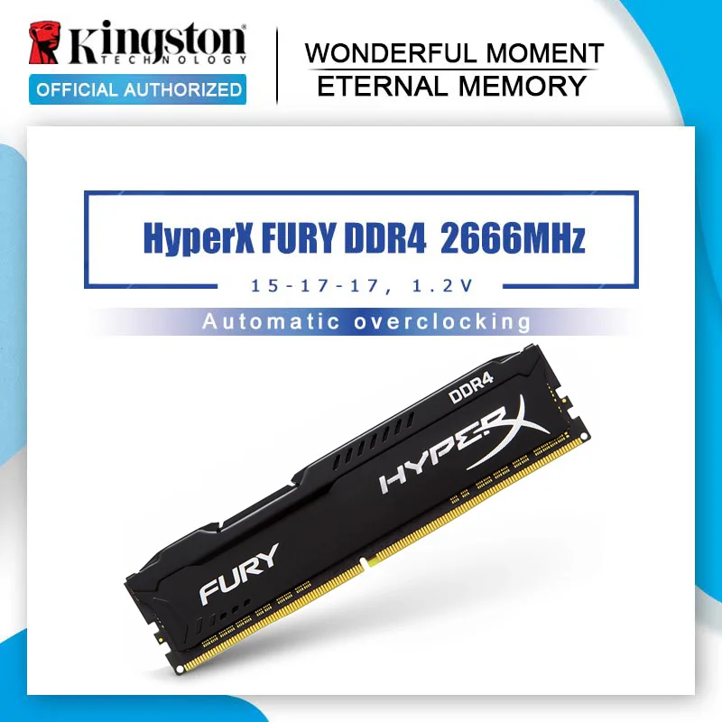 Memory FURY Kingston Hyperx Ddr4 2666mhz CL16 DIMM Desktop Gaming 16GB 8GB 288-Pin 